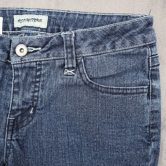 Hot Bottoms Pants Womens 5 Blue Mid Rise Straight Cut Flat Front Jeans - Picture 12 of 16